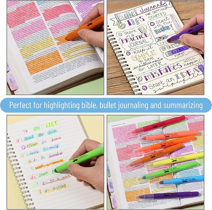 Mr. Pen- Gel Highlighters, Fluorescent Bible Highlighter, Pack of 12, No Bleed Highlighter, Highlighters Assorted Color, Bible Journaling Supplies