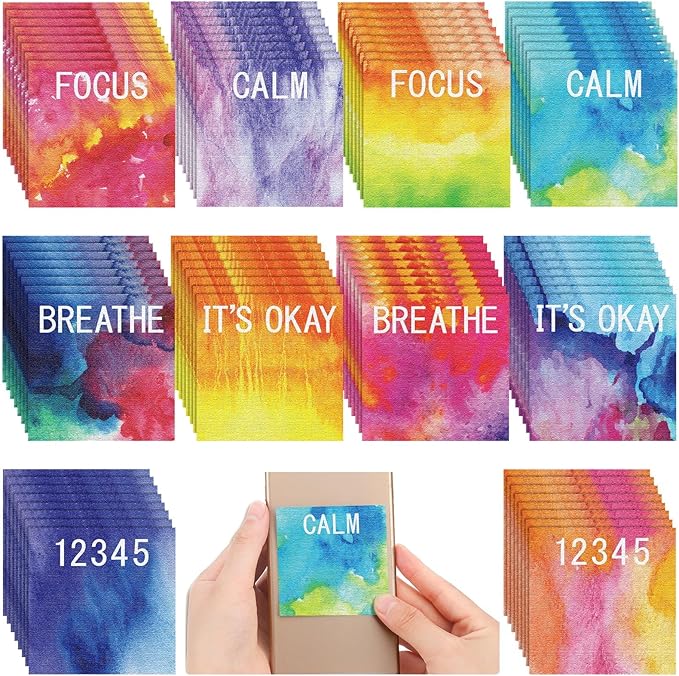 Crtiin 80 Pcs Anxiety Sensory Stickers with Inspirational Quotes Calm Textured Relief Mental Health Stickers Office Adhesive Sensory Tape Anti Stress for Adults(Classic)