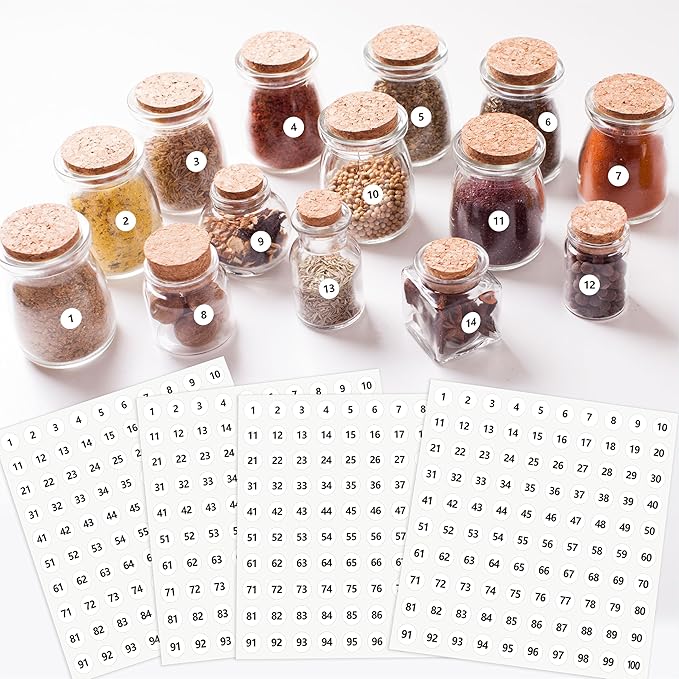 5000 Round Number Stickers, 50 Sheets Consecutive Vinyl Numbers Labels 1-100 Self-Adhesive Removable Dot Number Sticker for Indoor, Outdoor, Office, Classroom, Storage Organizing, Boxes (0.4”, White)