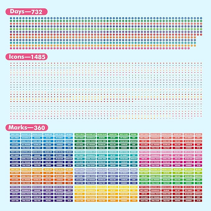 2885 Planner Stickers, Color Coordinating Monthly Functional Stickers Daily Calendar Stickers Aesthetic Note to Do Blank Stickers for Scrapbooks, Planner, Budget, Work, DIY Activity, Diary, Journal