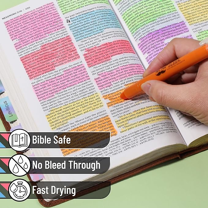 Mr. Pen No Bleed Gel Highlighter, Bible Highlighters, Assorted Colors, Pack of 8