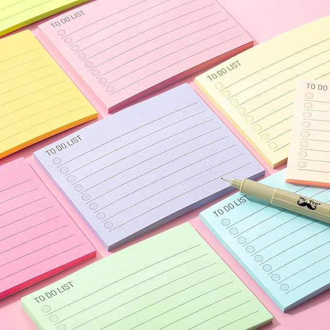 Mr. Pen- Assorted Color 4"x3" Lined Sticky Notes, 360 Sheets, 9 Pads, Perfect for Organization, Note-taking, Task Management, Home/Office Use