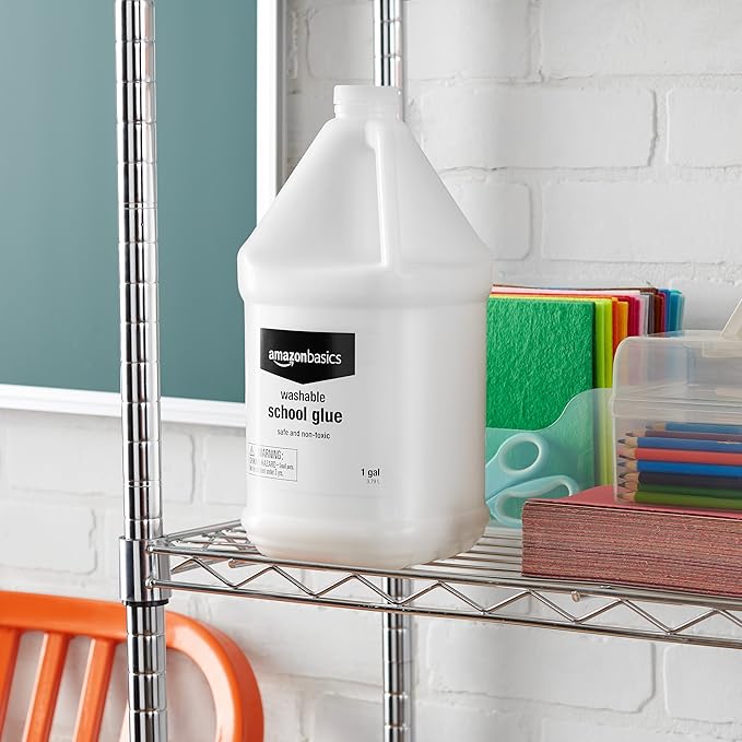 Amazon Basics All Purpose Washable School Craft Liquid Glue for Making Slime, Arts and Crafts, White, 1 Gallon, Single Pack