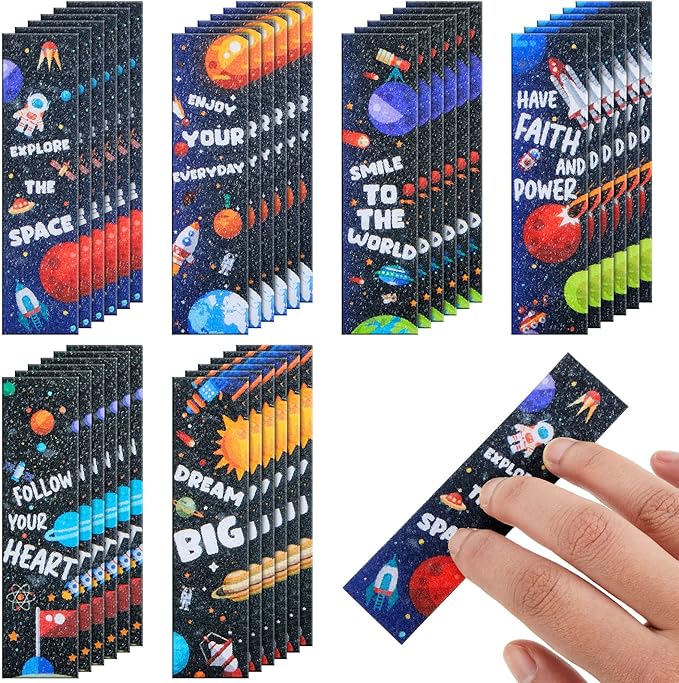 36 Pcs Anxiety Sensory Stickers Strips Adhesive Textured Mental Health Calm Stickers Mindfulness Fidget Decals Stress Anxiety Relief Items for Therapy Office Desk(Spaceman Style)