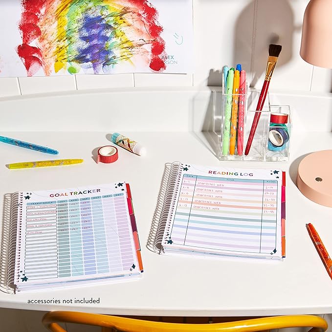 Erin Condren 7'' x 9'' Plastic Spiral In a Daze Undated Kid's Planner - Calendars, Reading Logs, Stickers, and Creative Planner & Activity Book for Kids by Erin Condren