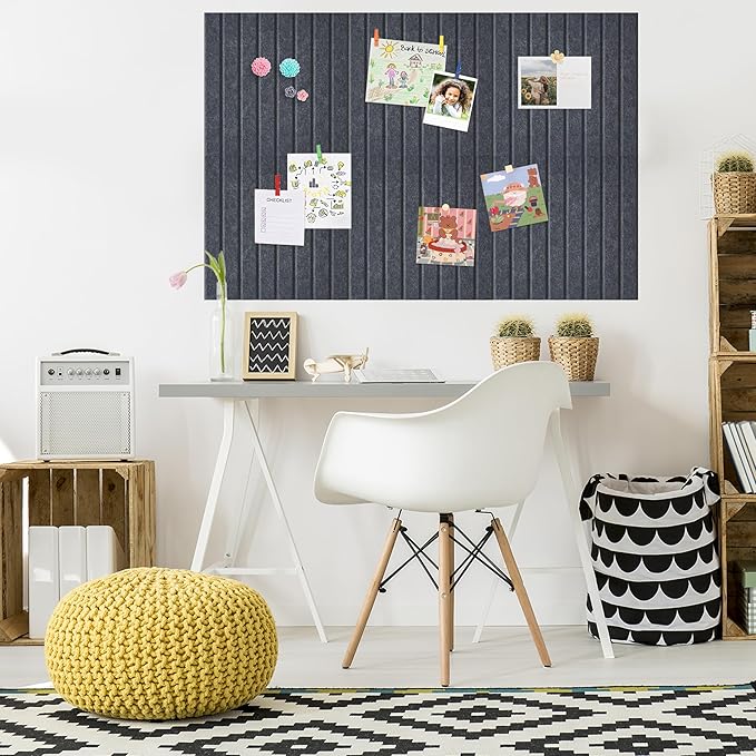 Large Cork Board for Walls, Yunihome 12 Pack 36" x 48" Felt Bulletin Board Wall Tiles for Home Kitchen School Office Wall Decor with Assorted Colors DIY Decorative Push Pins Sets
