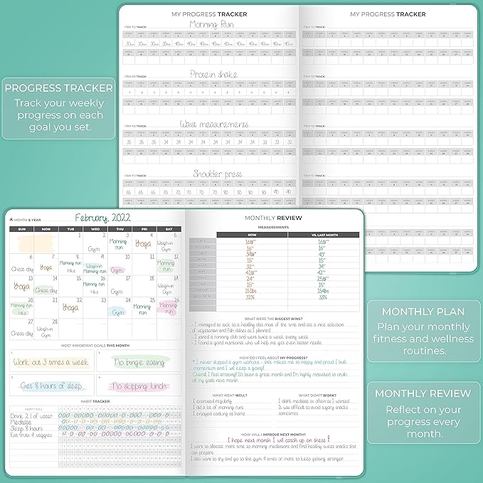 Clever Fox Fitness Journal PRO – Daily Workout Planner with Meal Planner & Habit Tracker – Gym Exercise Log Book for Women & Men – Fitness Planner Notebook – Lasts 6 Months, 7x10” - Turquoise