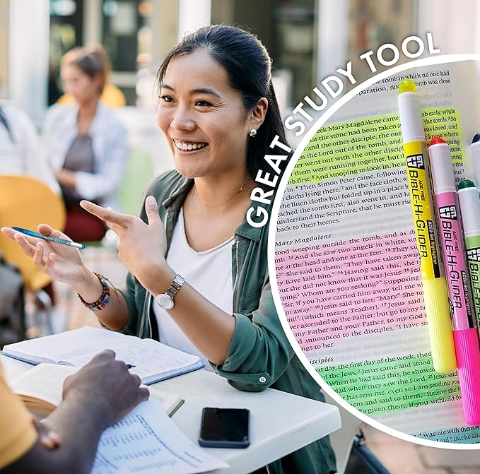 G.T. Luscombe Company, Inc. Accu-Gel Bible Highlighter, Bible Study, No Bleed Solid Gel, No Smearing or Fading, Long Lasting, Bright Translucent Color Dry Marker, Yellow