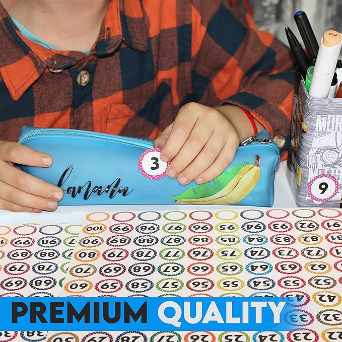 1320 Number Stickers (1 Inch, Round, Multicolor) – 12 Sheets of 1–100 Vinyl Labels – Inventory Stickers for Storage, Organizing, Classroom, Toolbox, Locker, Indoor/Outdoor Use