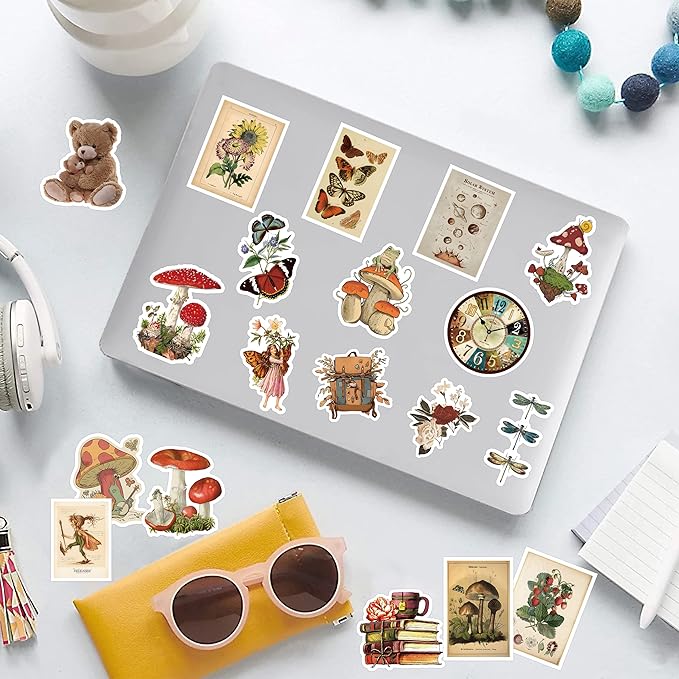 300 PCS Vintage Stickers, Aesthetic Waterproof Vinyl Stickers for Scrapbook Journaling Planners and Journals, Cottagecore Retro Sticker Pack for Water Bottles Laptop, Scrapbooking Supplies for Adults