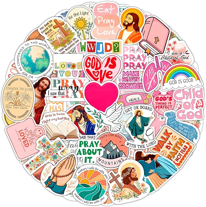 100Pcs Christian Stickers for Water Bottle, Laptop - Religious, Jesus Stickers - Christian Gifts, Party Supplies & Decorations - Gift for Women & Men