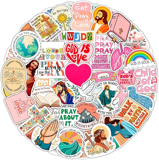 100Pcs Christian Stickers for Water Bottle, Laptop - Religious, Jesus Stickers - Christian Gifts, Party Supplies & Decorations - Gift for Women & Men