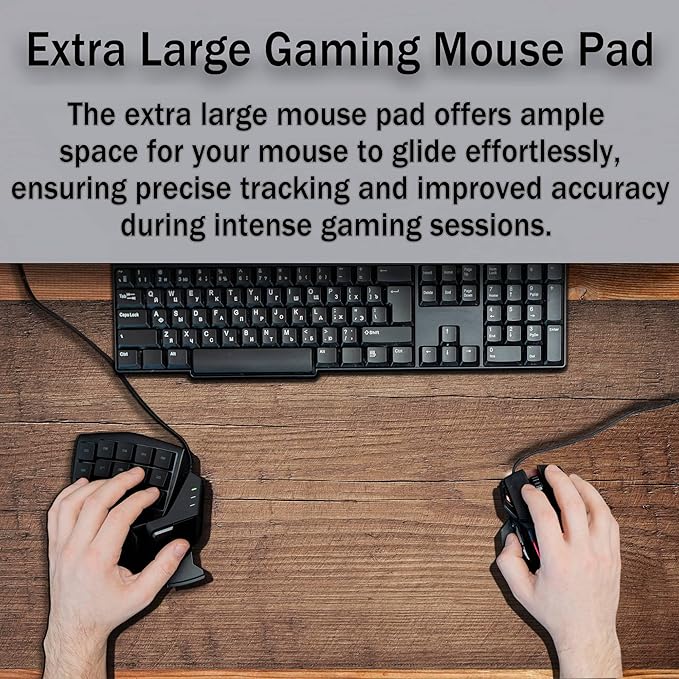 Gaming Mat 3XL Mouse Pad, Keyboard Mouse Pad Large Office Mousepads, Renmture Desk Pad Non-Slip Rubber Base Waterproof with Stitched Edges, 35.4 X 15.7 inch for Work/Game/Office/Home Board
