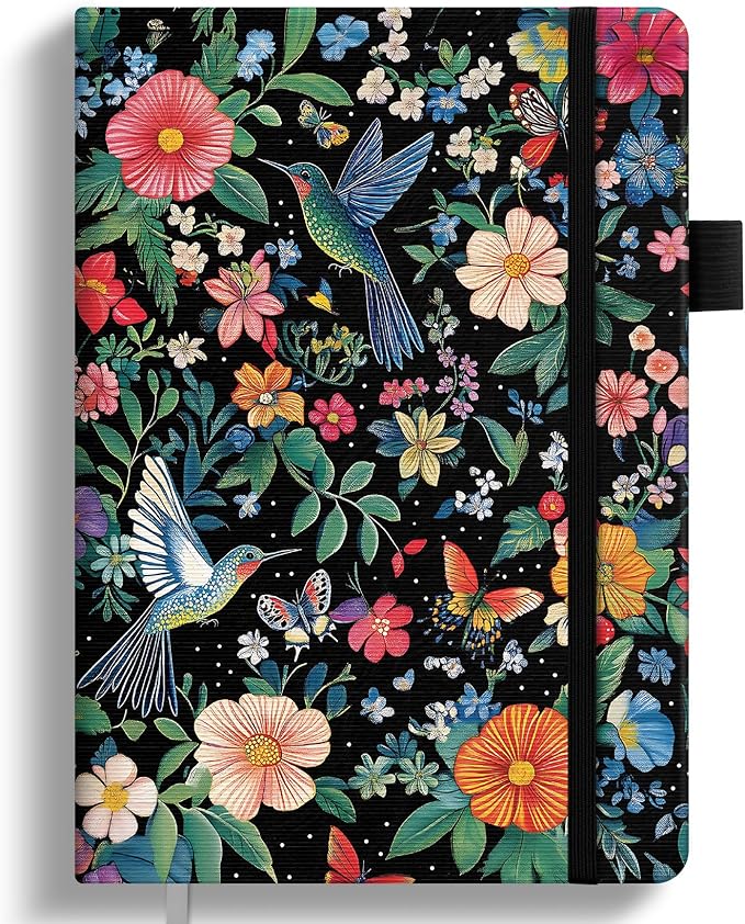 Taja Pretty Lined Journal for Women, Aesthetic Cute Hardcover Leather Journal for Writing, A5 College Ruled Notebook for Work & Note Taking, Perfect for Office School Home, 160 Pages, Hummingbird