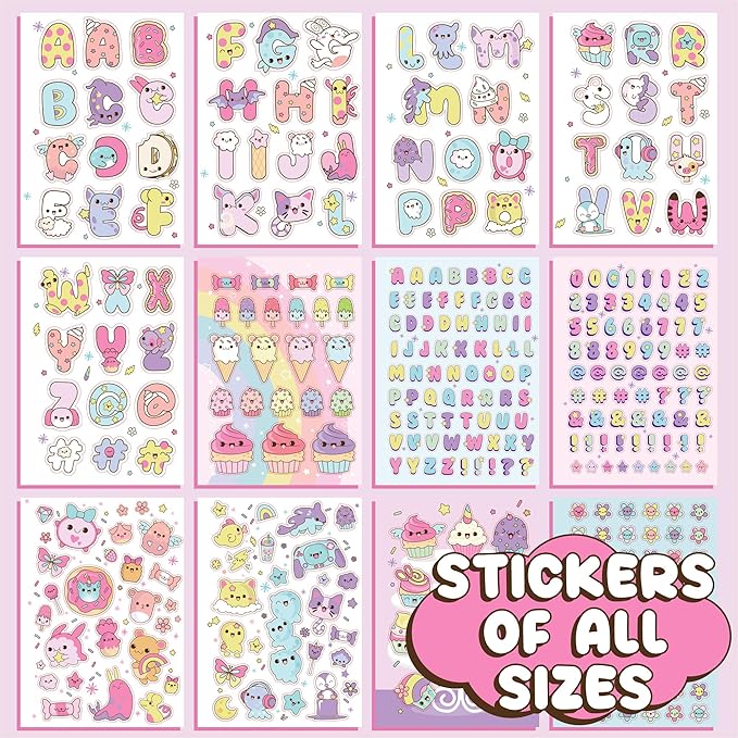 Just My Style 1500+ Cute Kawaii Stickers, 43-Page Book for Scrapbooks, Planners, Features Letter, Happy Planner, Laptop, Water Bottle Stickers for Kids Teens Adults