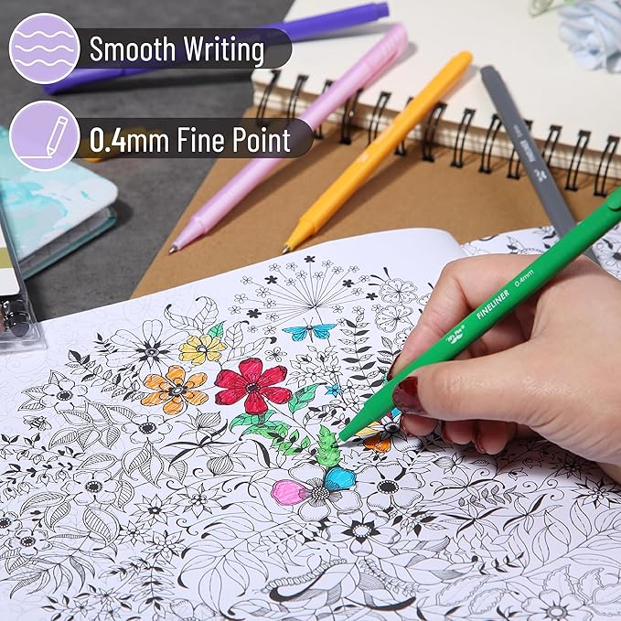 Mr. Pen- Fineliner Pens Colored, 18 Pack, Bible Journaling Pen, Ergonomic Triangular Colorful Barrels, 0.4mm Fine Liner Pens