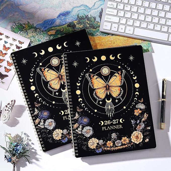 Planner 2026-2027 - Academic Planner, July 2026 - June 2027, 9" x 11", 2026-2027 Planner Weekly and Monthly, Colorful Tabs, Back Pocket, Perfect Daily Organizer - Butterfly