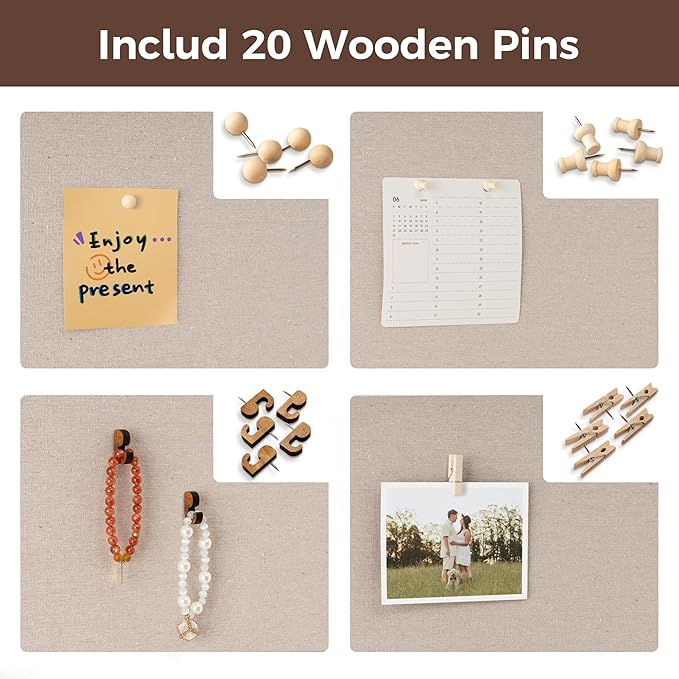 Fun Memories Cork Board Bulletin Board for Office, 24" x 36" Pine Wooden Framed Corkboard, Wall Mounted Notice Pin Board for School Home & Office, White