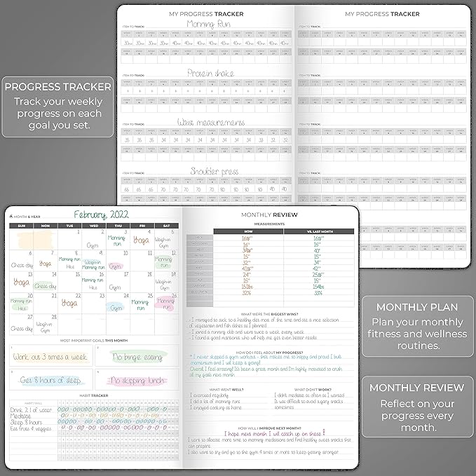 Clever Fox Fitness Journal PRO – Daily Workout Planner with Meal Planner & Habit Tracker – Gym Exercise Log Book for Women & Men – Fitness Planner Notebook – Lasts 6 Months, 7x10” - Black
