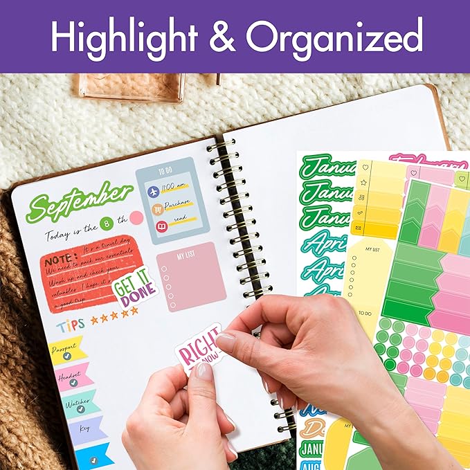 2935 Planner Stickers, Color Coordinating Monthly Functional Stickers Daily Calendar Stickers Aesthetic Note to Do Blank Sticker for Scrapbooks, Planner, Budget, Work, DIY Activity, Diary, Journal