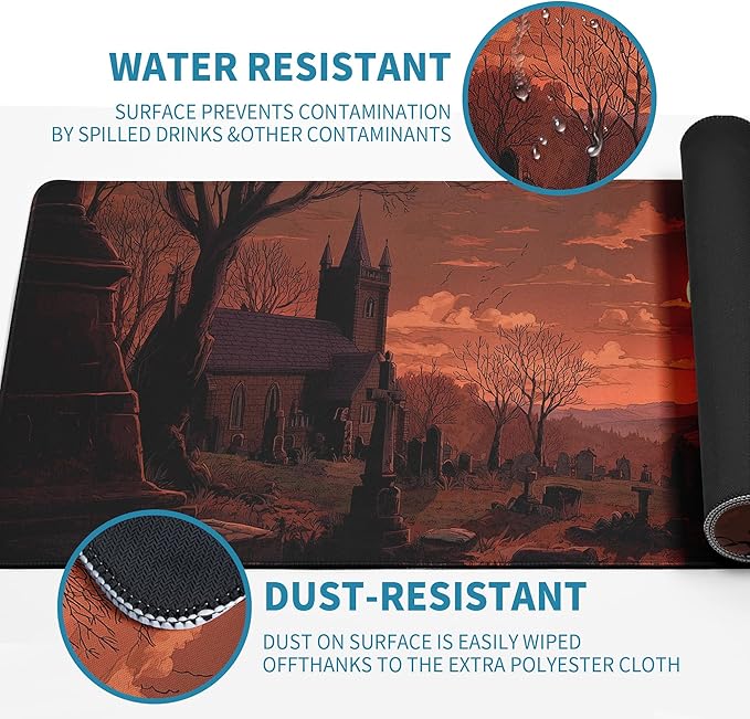 Dark Fantasy Castle XL Extended Large Gaming Desk Pad Mousepad, Castle Computer Laptop Keyboard and Mouse Mat, Office Desk Decor Mousepad Deskmat with Stitched Edges Mat