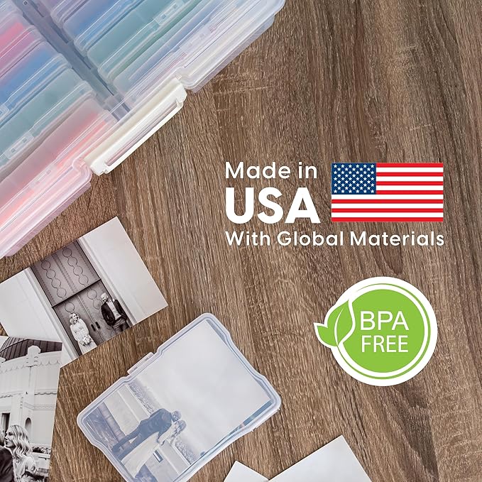 IRIS USA 4" x 6" Photo Storage Box Craft Keeper Cases, 10-Pack, Organization Task Holders for Pictures, Tasks, Scrapbooking, Stationery Storage, Ephemera, Stickers & Art Supplies, Clear