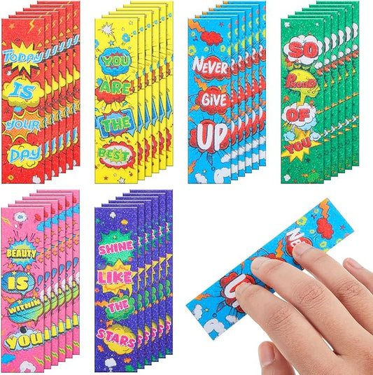 36 Pcs Anxiety Sensory Stickers Strips Adhesive Textured Mental Health Calm Stickers Mindfulness Fidget Decals Stress Anxiety Relief Items for Therapy Office Desk(Hero Style)