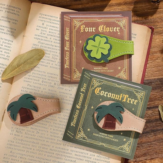 2PCS Leather Magnetic Bookmarks for Women, Personalized Leather Bookmark, PU Magnet Bookmark Clips Book Holder
