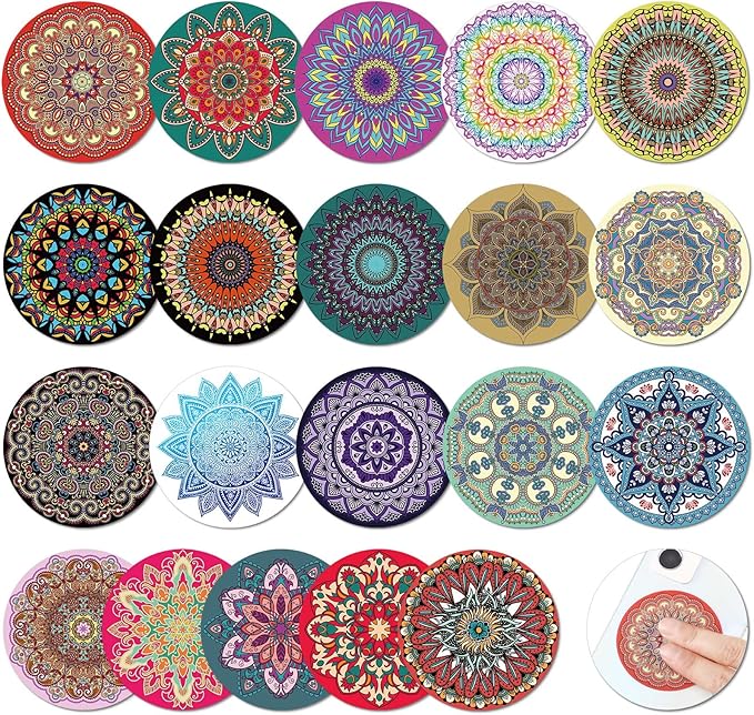 Crtiin 100 Pack Sensory Strips Anxiety Mindfulness Breath Calm Stickers Adhesive Texture Rough Tactile Fidget Tape for Mental Health Relief Anti Stress Stickers(Mandala)