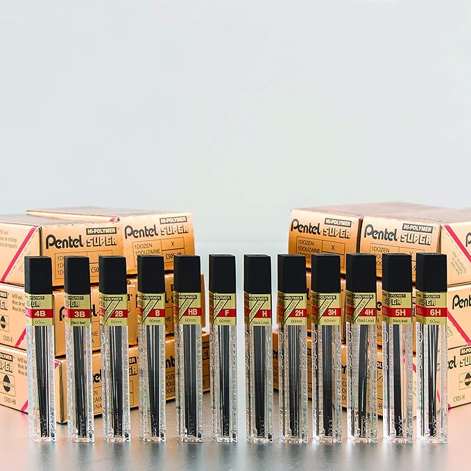 Pentel Super Hi-Polymer Lead Refill, 0.5mm, Fine, 3H, 144 Pieces of Lead (C505-3H)