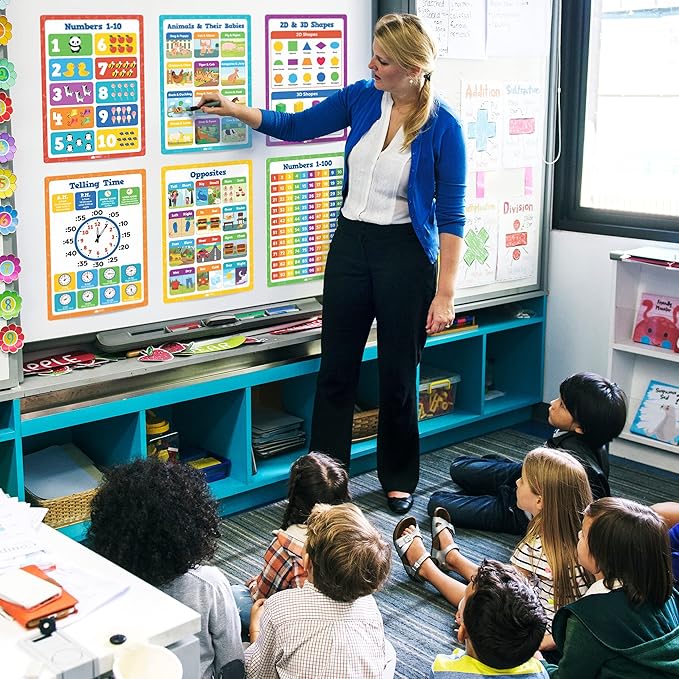 Classroom Educational Posters - 20pcs 16” x 11” - Teacher Classroom Must Haves Supplies Essentials - ABC Alphabet Poster School Supplies - Elementary Kindergarten Preschool Learning Activities