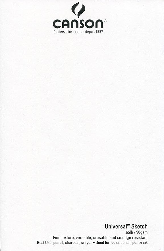 Canson Artist Series Universal Sketch Paper, Wirebound Pad, 18x24 inches, 35 Sheets (65lb/96g) - Artist Paper for Adults and Students - Graphite, Charcoal, Pencil, Colored Pencil