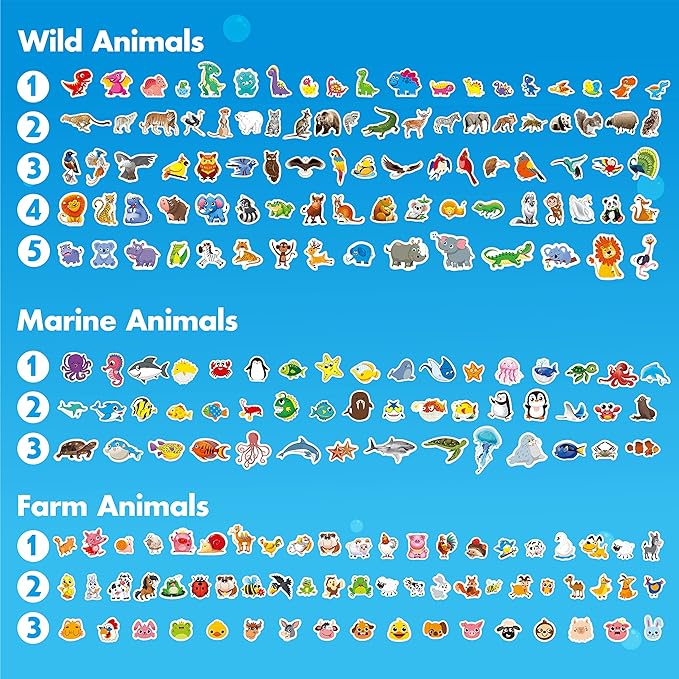 2680+ Animal Stickers, 64 Sheets Adorable Cartoon Animal Designs, Various Themes Motivational Animal World Labels for Teacher Classroom Reward Gift Encourage Kids to Do Chores Go to The Toilet