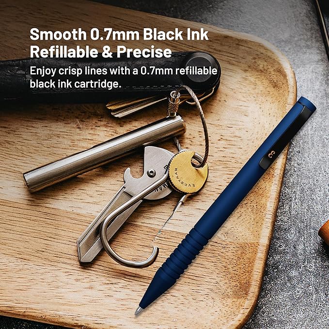 Everyman Midnight Super Matte Mini Twist Gel Pen | Compact Refillable 0.7mm Gel Pen with Twist Mechanism | Durable Metal EDC Writing Tool for Travel, Office, Work & Gifting