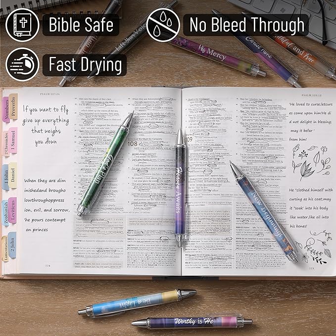 Mr. Pen- Christian Pen Set, 10 Pack, Nature Faith, Black Ink, Bible Verse Pens for Women, No Bleed Through, Ballpoint, Inspirational