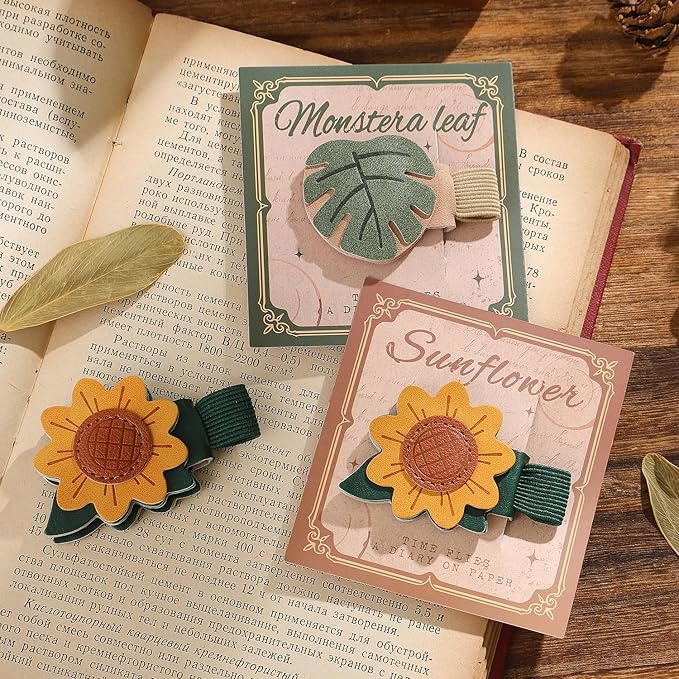 2PCS Magnetic Bookmarks with Pen Clip, Leather Bookmarks for Women, Magnetic Pen Holder Book Accessories