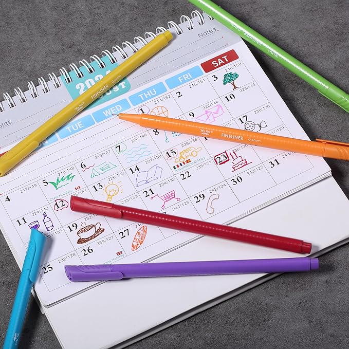 Mr. Pen- Fineliner Pens Colored, 24 Pack, Bible Journaling Pen, Ergonomic Triangular Colorful Barrels, 0.4mm Fine Liner Pens
