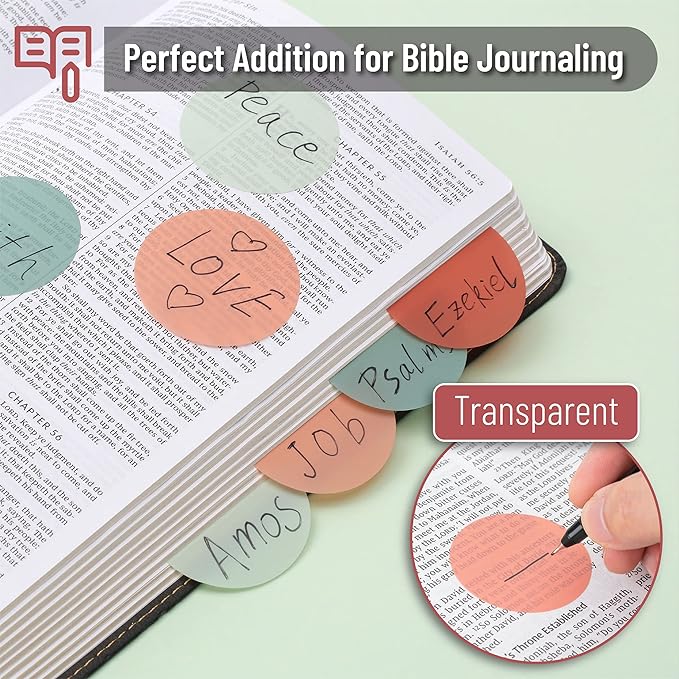 Mr. Pen- Transparent Sticky Notes, 200 Pcs, Pastel Colors, Round Translucent, See Through Bible Sticky Notes, Stocky Notes for Bible Journaling