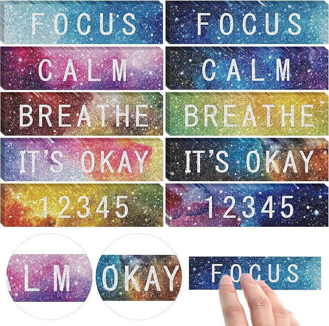 Crtiin 80 Pcs Anxiety Sensory Stickers with Inspirational Quotes Calm Textured Relief Mental Health Stickers Office Adhesive Sensory Tape Anti Stress for Adults(Dreamy)