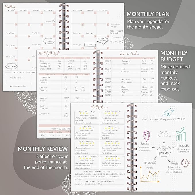 PLANBERRY Weekly Planner – Undated Life Organizer & Budget Planner – Time Management, Goal Setting, To-Do List, Work-Life Balance & Habit Tracker – 6.1″ x 8.1″ (Onyx Black)