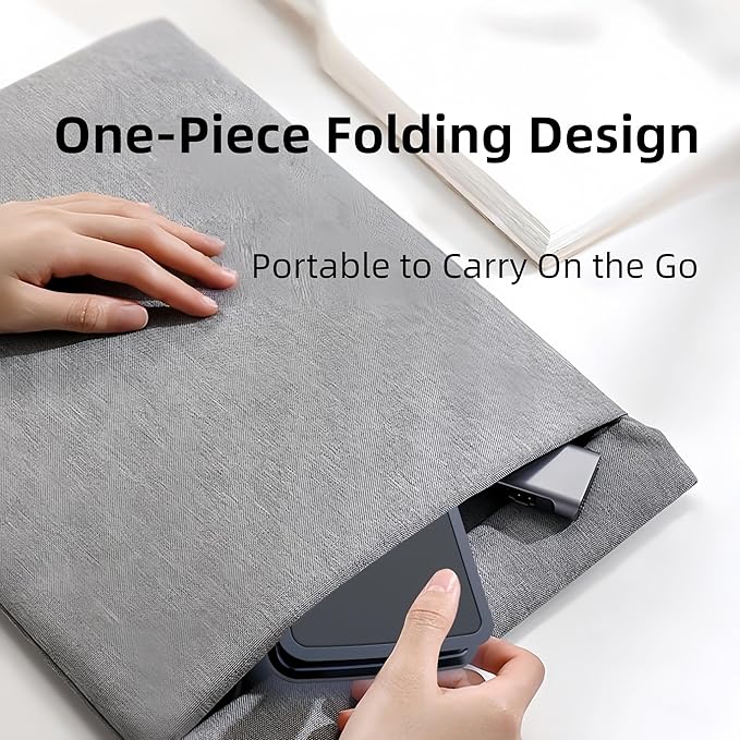 Foldable & Height Adjustable Phone Stand for Desk, Carbon Steel Stable Cell Phone Holder, Universal for iPhone/iPad/Tablets, Portable Pocket-Sized Stand for Home Office Kitchen - Gray