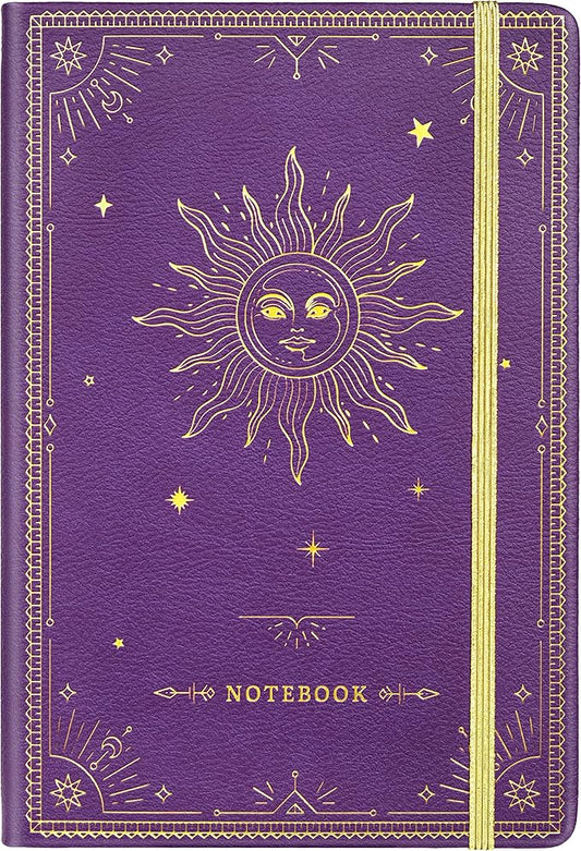 Artfan Ruled Notebook/Journal – Premium Thick Paper Faux Leather Classic Writing Notebook with Pocket + Page Dividers Gifts, Banded, Large, 144 Pages, Hard Cover, Lined (5.8''x 8.4'') - Purple