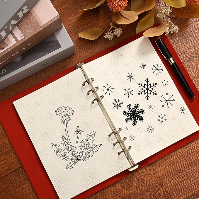 2 Packs A5 Dot Grid Paper, 6 Hole Punched,A5 Dotted Refill Paper for Planner/Binders/Organizer, 8.3x5.6 Inch,80 Sheets,Beige,100GSM