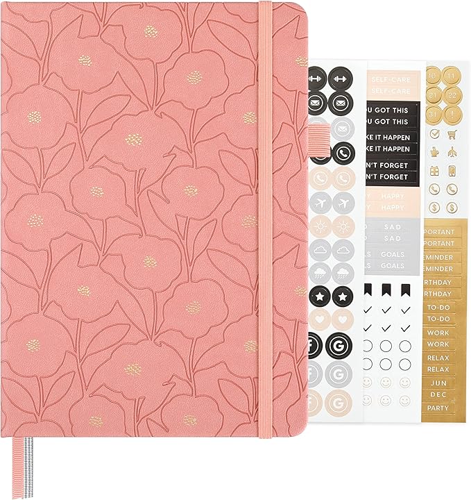 &And Per Se Dotted Journal Notebook for Women&Men with Pattern, A5 Leather Hardcover, 160 Pages 100GSM Thick Dotted Paper, Valentine's Day Gift Journal for Her (Peach Pink)
