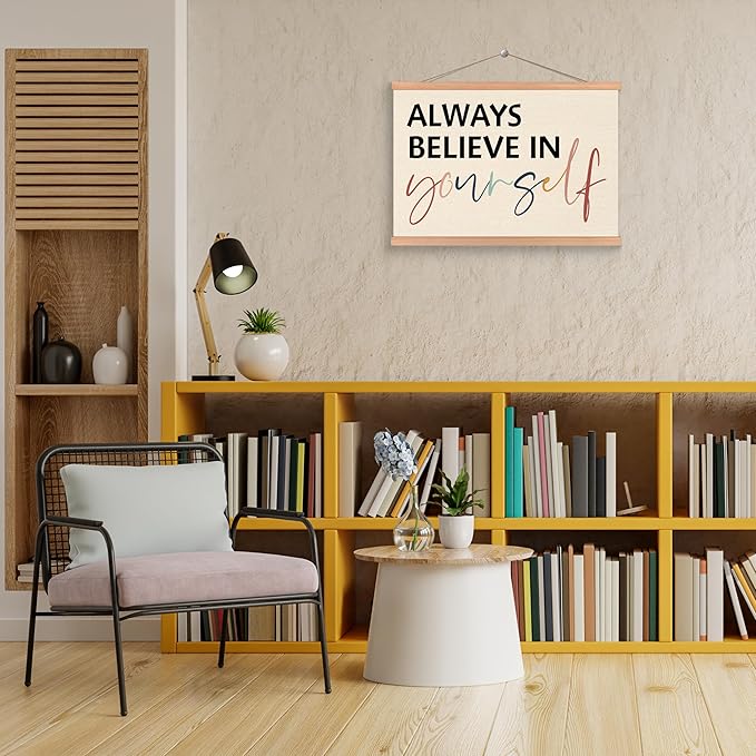 ROXMART Boho Mental Health Poster Hanger Frame, Inspirational Motivational Wall Decor, Always Believe in Yourself Positive Wall Art Prints Decor for Therapy Office Classroom, 12x16 Inch
