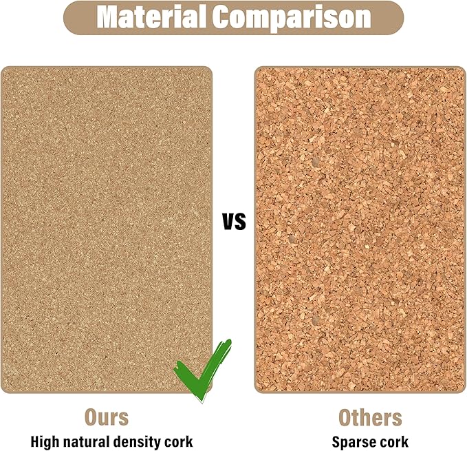 Cork Board Bulletin Board 12x12,1/2" Thick Cork Board Tiles 6 Pack, Self-Adhesive Small Square Pin Board for Walls, Corkboards for Office Home School Message/Vision Board Decoration.