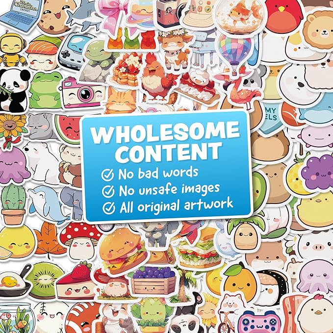 Cute Stickers for Kids - Kawaii Water Bottle Stickers for Teens - 324pc Sticker Pack - Waterproof Vinyl Stickers for Water Bottles, Scrapbook, Laptops - Valentine Stickers for Kids Classroom, Gifts