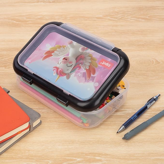 ZIPIT Recycled Plastic Pencil Box for Kids | 2 Compartments Pencil Case for School | Large Capacity Pencil Box for Girls and Boys