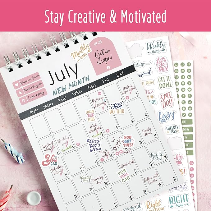 2931 Planner Stickers, Color Coordinating Monthly Functional Stickers Daily Calendar Stickers Aesthetic Note to Do Blank Stickers for Scrapbooks, Planner, Budget, Work, DIY Activity, Diary, Journal