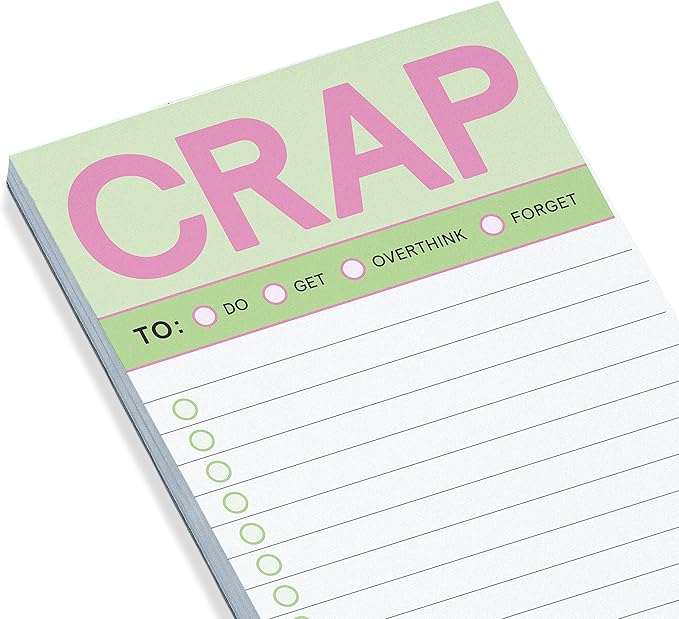 1-Count Knock Knock Crap Make-a-List Pad - Funny Office Desk Accessories & List Pads, 3.5 x 9-inches